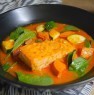 Red Thai Curry with Salmon and Vegetables 